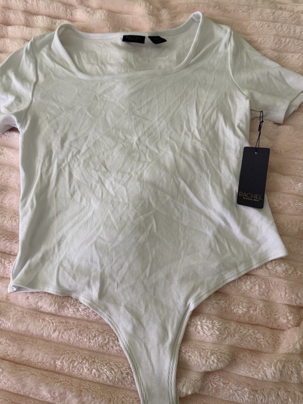 Rachel Mint Ribbed Scoop Neck Short Sleeve Bodysuit